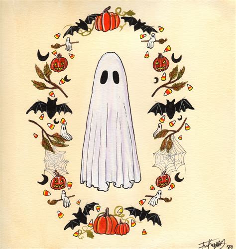 Halloween Ghost - Painting by Flukelady | Prints Available