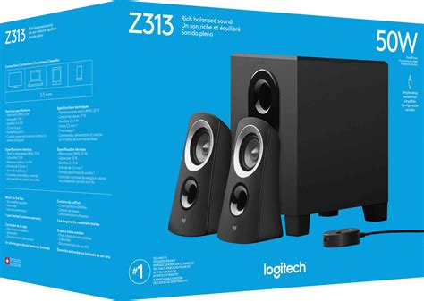 Logitech Z313 2.1-Channel Speaker System (3-Piece) Black/Silver 980 ...