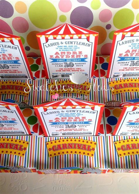 Circus/Carnival themed birthday invitation in a free standing pop up ...