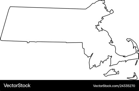 Massachusetts state of usa - solid black outline Vector Image