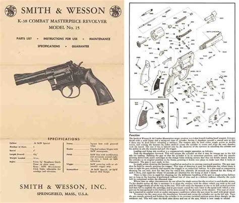 Smith & Wesson Model 15 K-38 Combat Masterpiece Revolver Manual ...