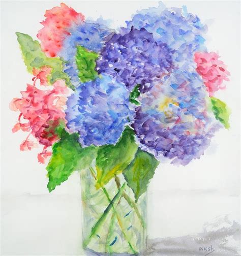 watercolor hydrangeas | Floral watercolor paintings, Floral painting ...