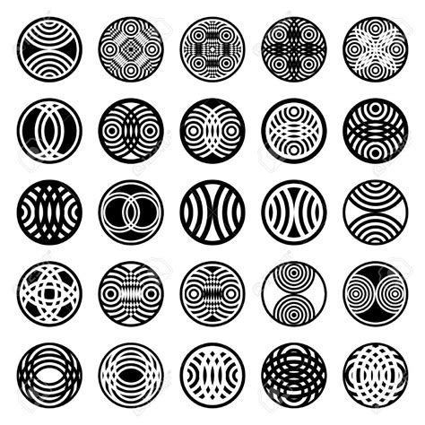 Patterns in circle shape. 25 design elements. Set 1. Vector art. Stock ...