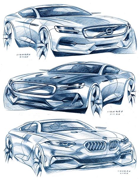 Car Design Sketches by Hongru Zhou | Car design sketch, Car design, Car ...