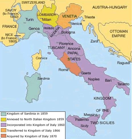 Italian Unification map Risorgimento Italy