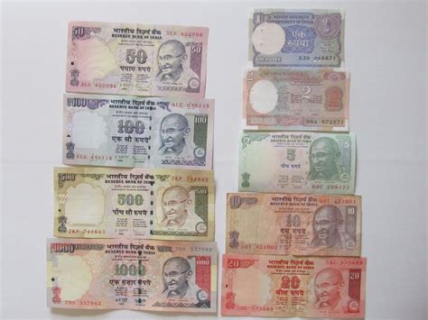 Indian Rupee Currency Paper Money Bank Note 1-2-5-10-20-50-100-500-1000 ...