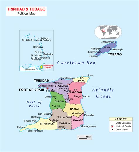 Large political and administrative map of Trinidad and Tobago with ...