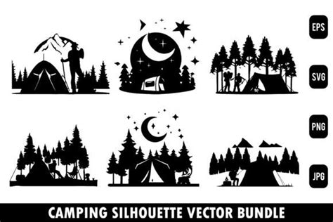 Camping Silhouette Bundle Camping Vector Graphic by Art Merch X ...