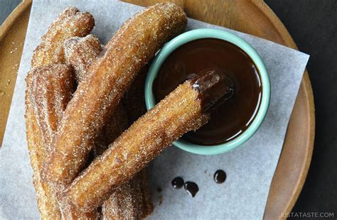 Easy Homemade Churros with Chocolate Sauce - Just a Taste