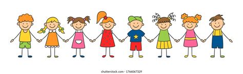 School Kids Holding Hands Clipart