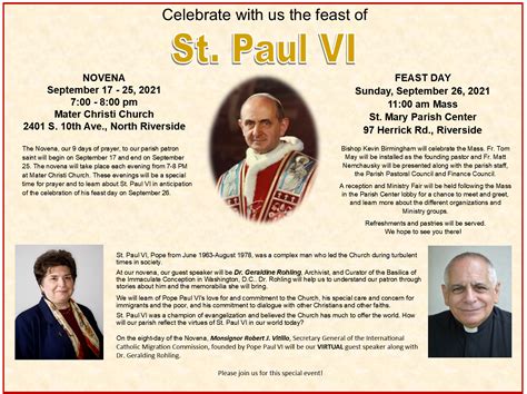 Novena Ahead of the Feast of St. Paul VI - The International Catholic ...