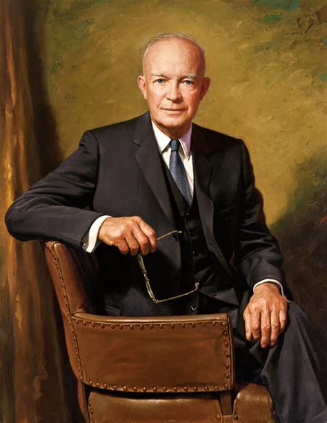 Vintage painting of President Dwight D. Eisenhower seated in a chair ...