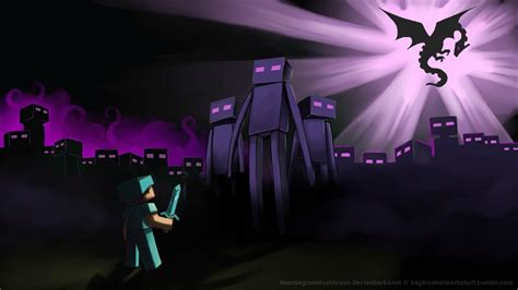 Minecraft Wallpaper Enderdragon And Enderman