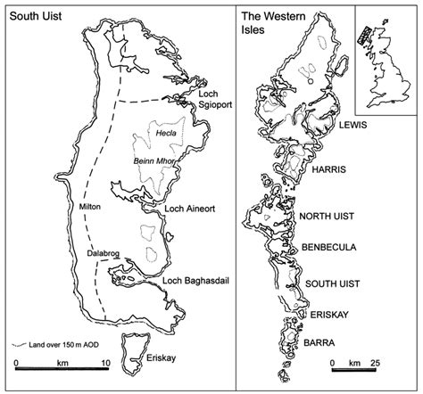 Location map showing the Outer Hebrides, or Western Isles of Scotland ...