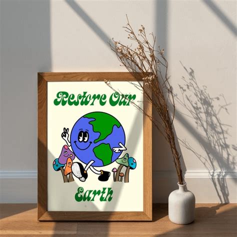 Restore Our Earth Print Retro 70s Quote Print Poster Retro - Etsy