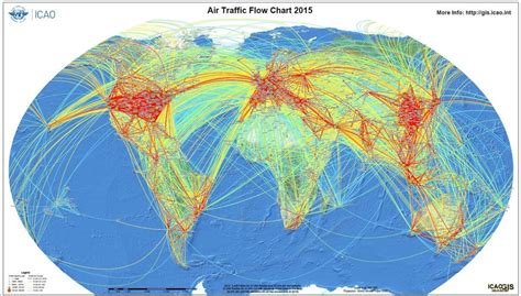 World map of airline traffic density. : MapPorn