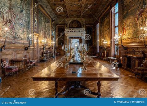 Interior of Beautiful Chateau De Chantilly. the Deer Gallery - France ...