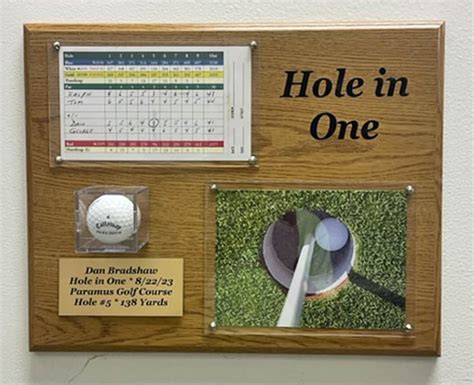 Personalized Golf Hole in One Plaque With Scorecard, Ball, Optional ...