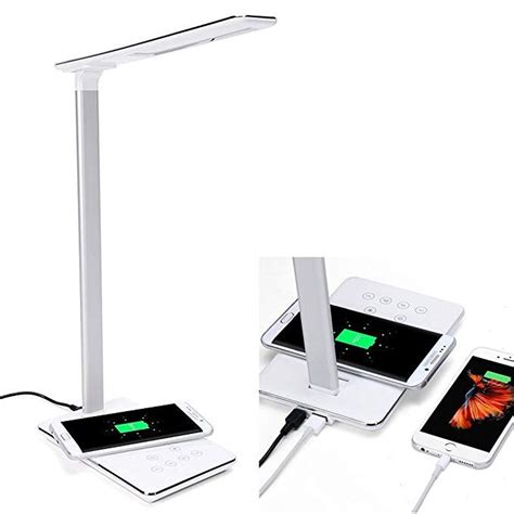 LED Desk Lamp Qi Wireless Charger with USB Charging Port, 5W Table ...