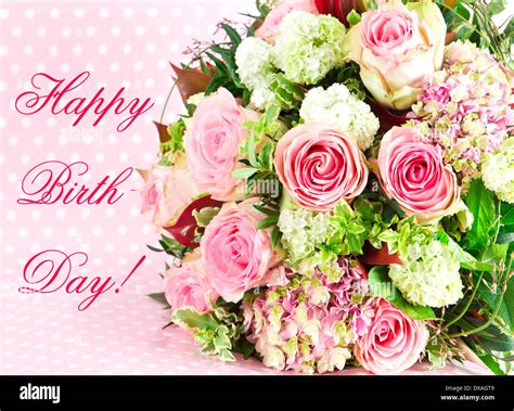 Happy Birthday! beautiful flowers bouquet Stock Photo - Alamy