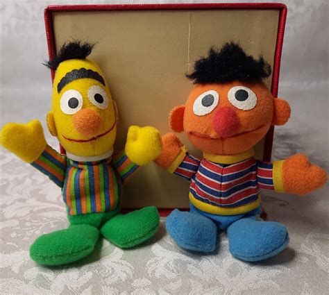 Bert And Ernie Stuffed Dolls Hasbro Softies Preschool Vintage Sesame ...