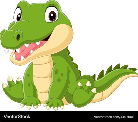 Cartoon cute baby crocodile sitting Royalty Free Vector