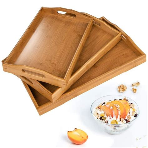 Zimtown Serving Tray,Wood Serving Tray with Handles Boobam Serving Tray ...