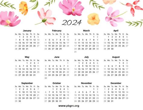 17+ Cute 2024 Floral Calendar Printable Templates