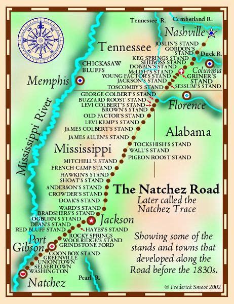 Natchez Trace Map Route