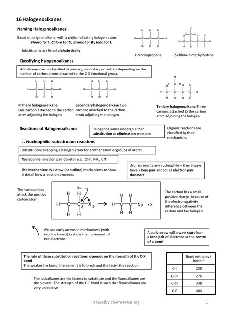 10 - Summary - Naming Halogenoalkanes Based on original alkane, with a ...