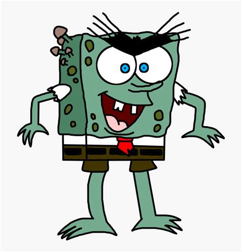 Evil Drawing Spongebob - Spongebob Combined With Plankton, HD Png ...