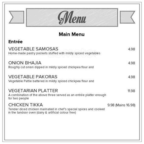 The Indian Cafe Menu, Menu for The Indian Cafe, Nelson City, Nelson ...