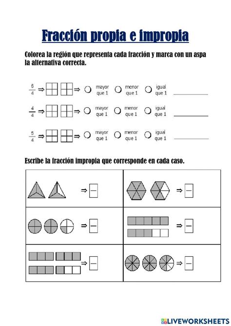 Fracciones Propias E Impropias Activity For Cuarto De Primaria | The ...