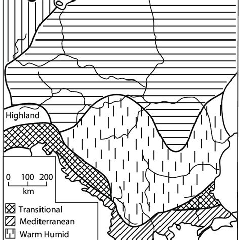 Major climatic zones in south-east Europe (after Pounds 1969 ...