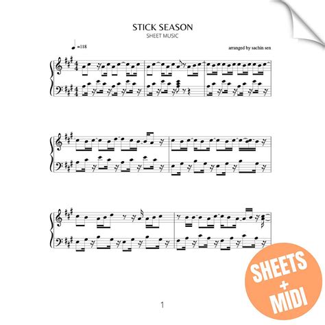 Stick Season (SHEET MUSIC & MIDI) | Sachin Sen