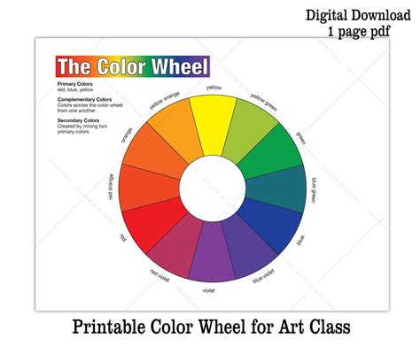 Printable Color Wheel Kids Art Class Teaching Asset Digital - Etsy ...