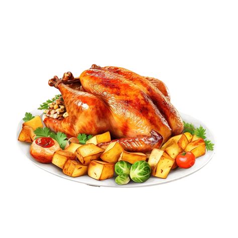 Roast Turkey Dinner Clipart Illustration For Thanksgiving Christmas ...