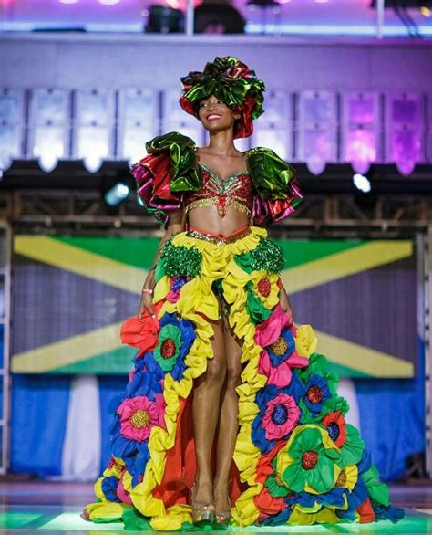 Best Jamaican national costume | Carnival outfits, Long sleeve evening ...