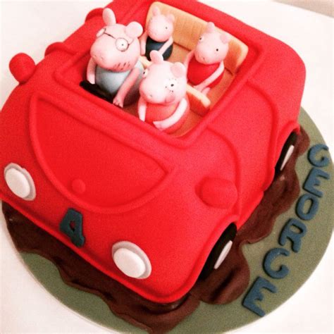 Peppa pig car cake - with rainbow sponge inside