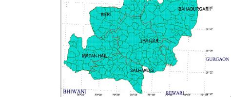 Topographic map showing the blocks of the Jhajjar District, Haryana ...