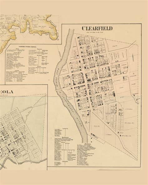 Clearfield Village Lawrence Township, Pennsylvania 1866 Old Town Map ...