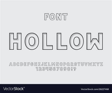 Hollow font alphabet Royalty Free Vector Image