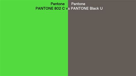 Pantone 802 C vs PANTONE Black U side by side comparison