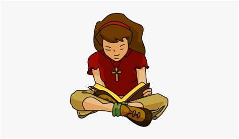 Girl Reading Bible Cartoon