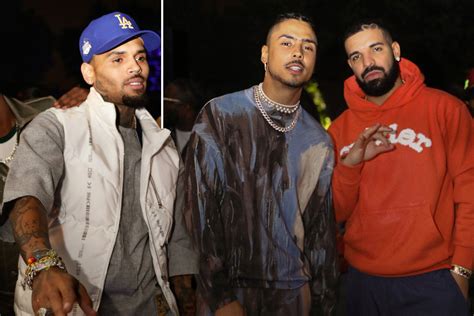 Former foes Drake and Chris Brown play nice at pal's party