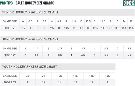 Bauer Hockey Skates Size Chart