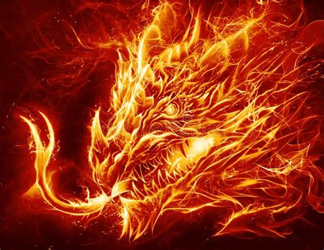 Fire dragon portrait stock illustration. Illustration of flame - 169844541