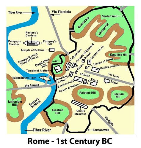 Tiber River Ancient Rome Map Rivers