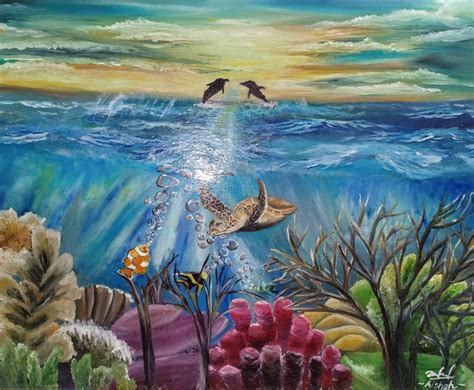 Underwater world Oil Painting Painting by Nor Manje | Saatchi Art