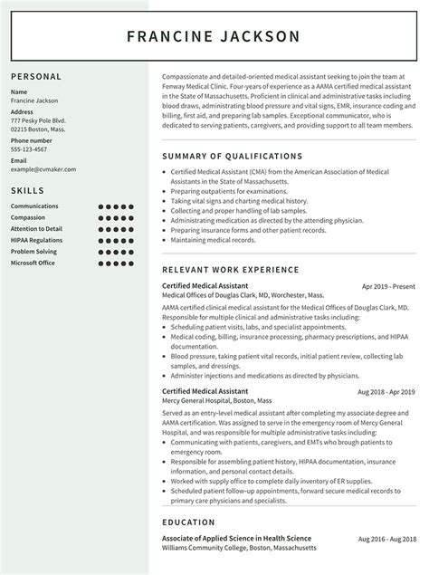 Medical Assistant Resume Example, Sample & Writing Guide 2024 - CVmaker.com